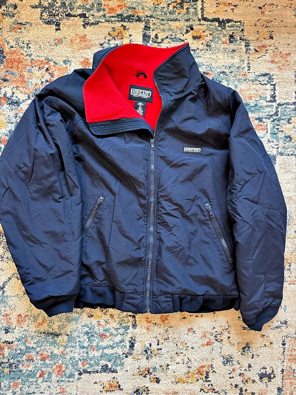 Vintage Lands' End Squall Jacket Blue & Red XL